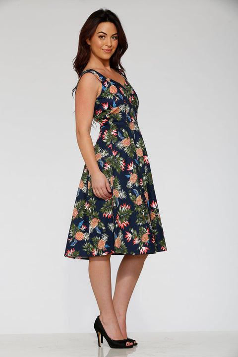Marinblå Hawaiian Swingklänning-5