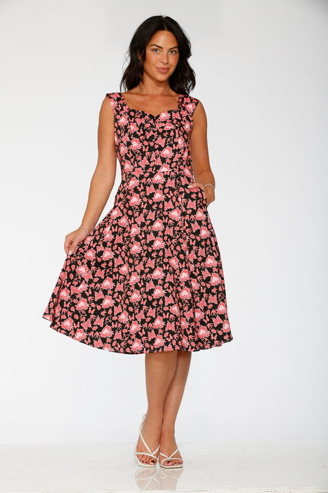 Svart swingklänning med hjärtformad ängel-2