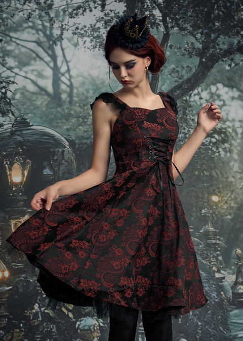 Röd bysantinsk swingklänning-5