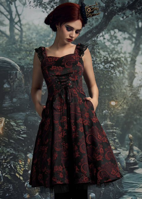 Röd bysantinsk swingklänning-4