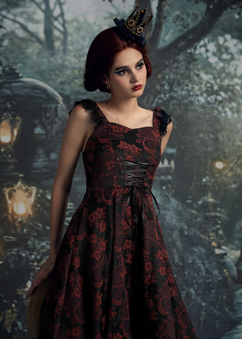 Röd bysantinsk swingklänning-7