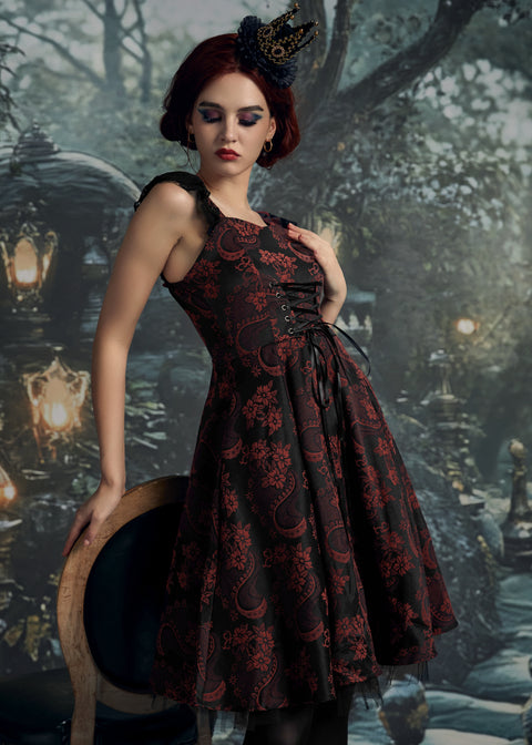 Röd bysantinsk swingklänning-8