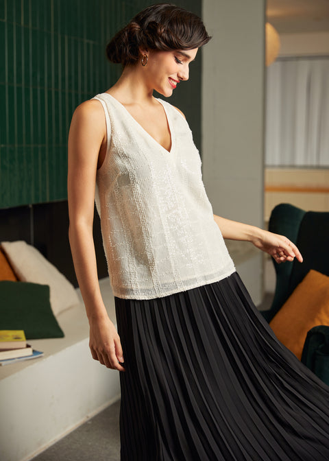 Klassiskt Cutie Linne med Dubbel V-ringning-3