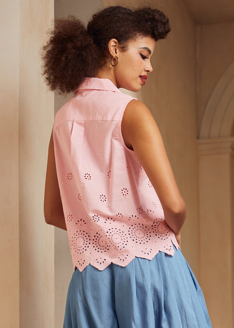 Spotlight Spark Broderad Ärmlös Skjorta-4