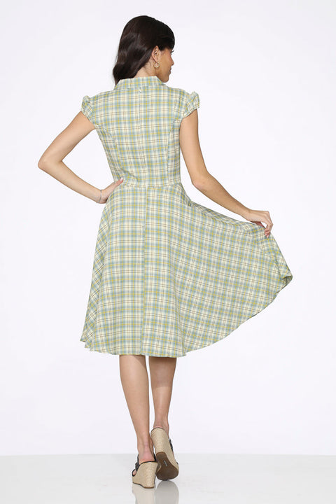 Grön rutig swingklänning-2