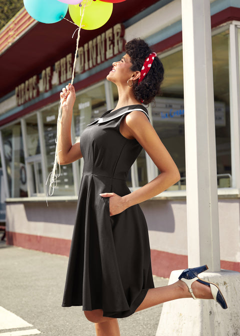 Svartvit swingklänning-2