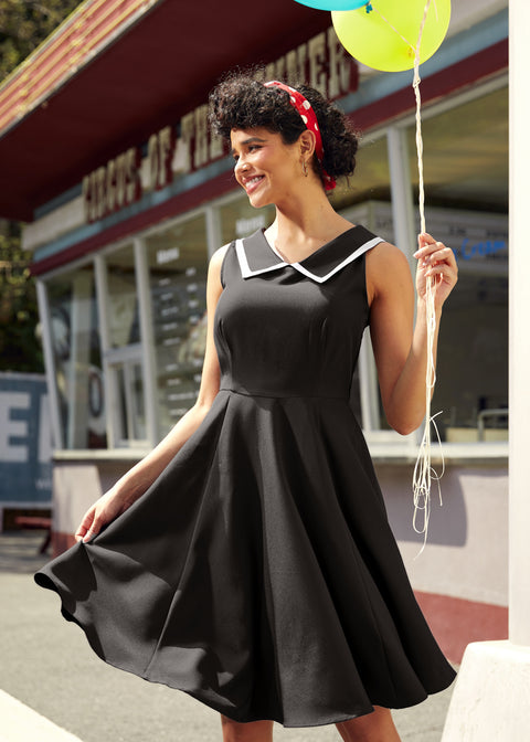 Svartvit swingklänning-3