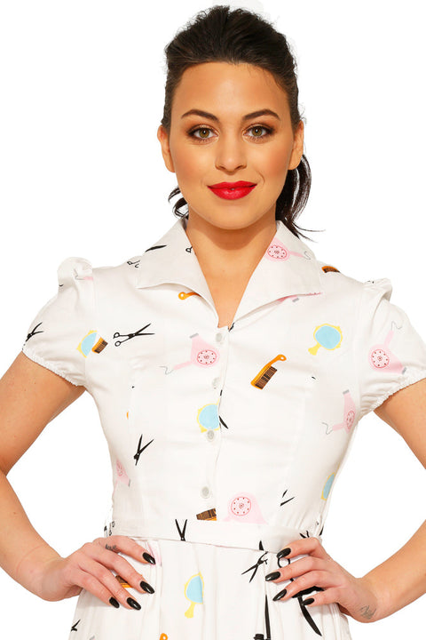 Vit klänning för skönhetssalong-3