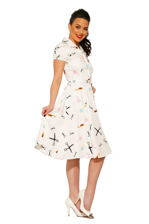 Vit klänning för skönhetssalong-5