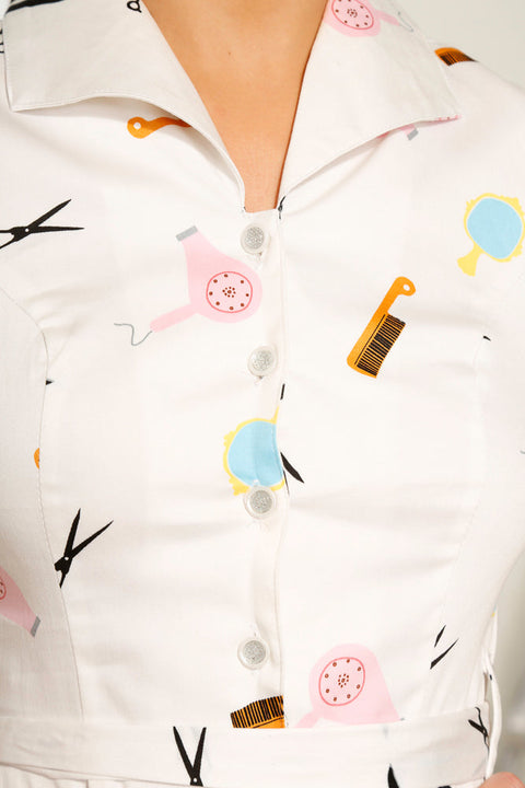 Vit klänning för skönhetssalong-1