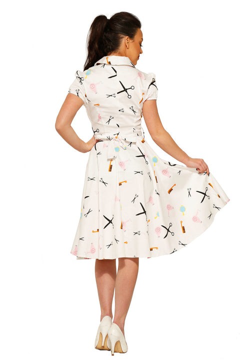 Vit klänning för skönhetssalong-2