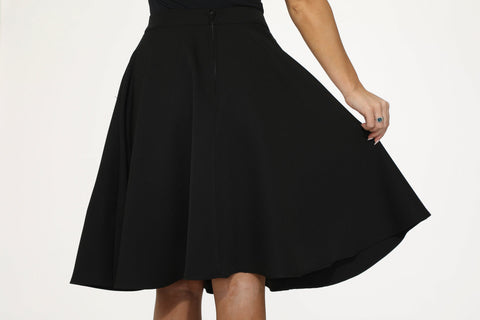 Svart knallrosa broderad pudelkjol-6