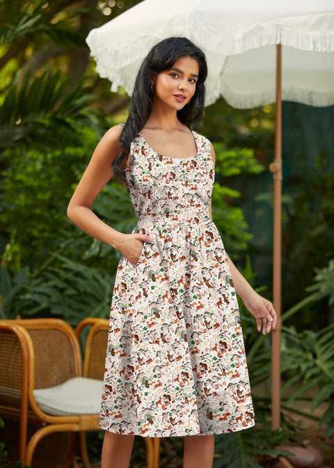 Retro Fit&Flare Klänning Campingplats-2