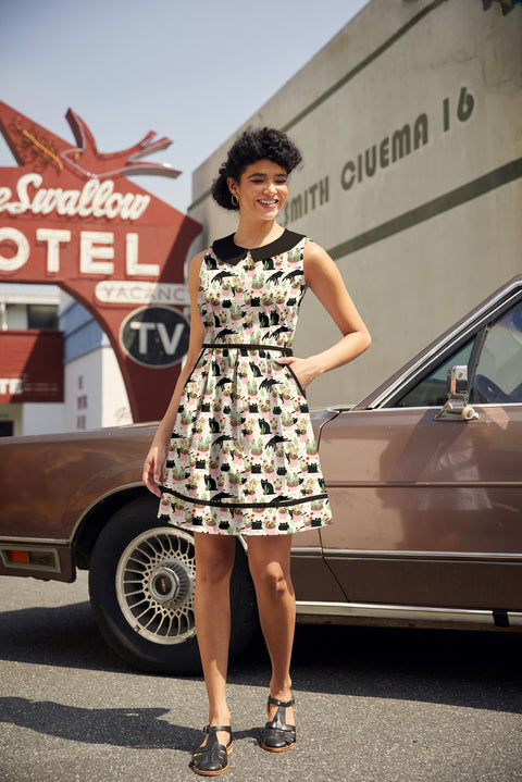 Cats&Plants Klänning med Krage-1