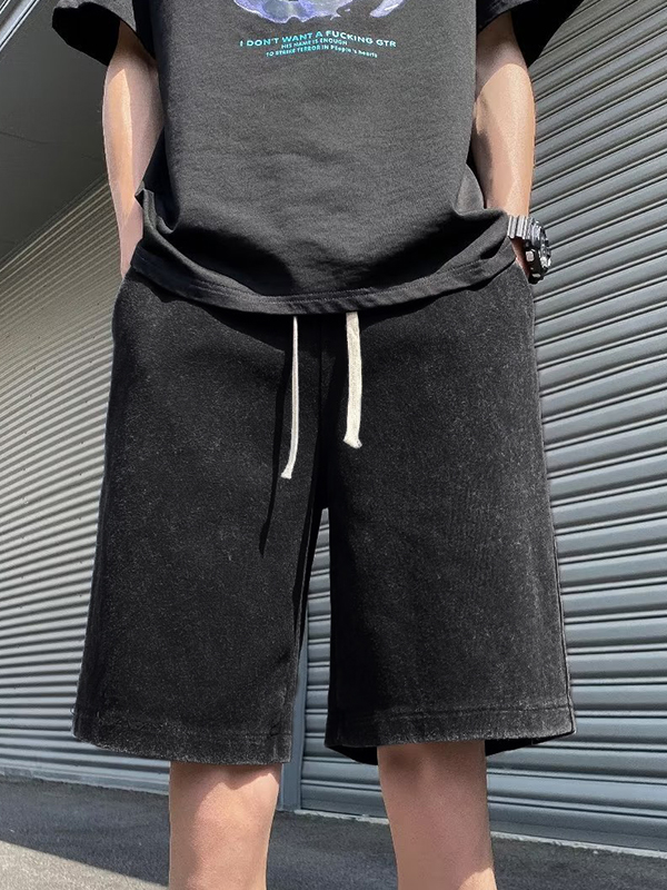Herren-Shorts im Distressed-Look mit Kordelzug-1