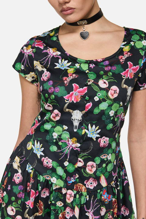 See No Evil Mönstrad Midiklänning-1