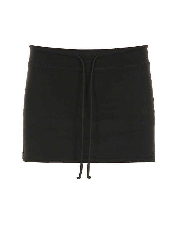 Einfarbige Miniröcke mit Kordelzug und Schlitz-2