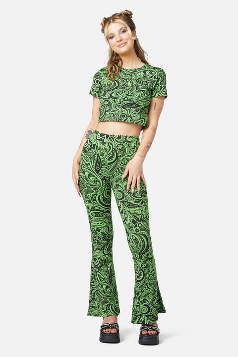 Syra Paisley Jersey Flared Shorts-1