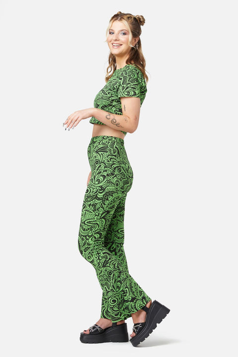 Syra Paisley Jersey Flared Shorts-2