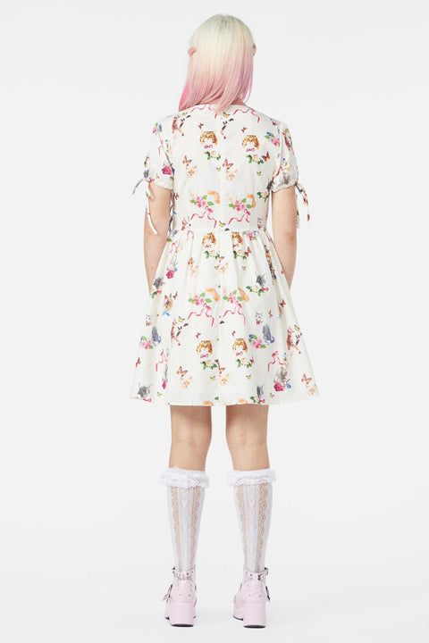 Kitsch Kitty-mönstrad klänning-3