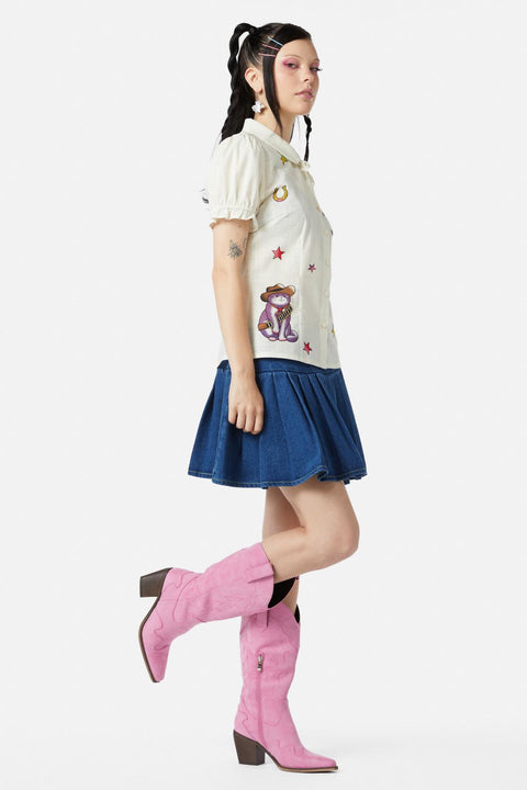 Blus med Meowdy-märke-2