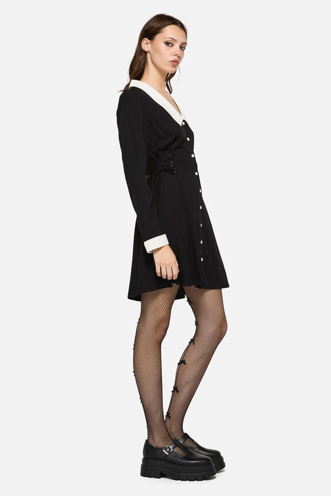 Klar att ruttna långärmad kontrastklänning-3