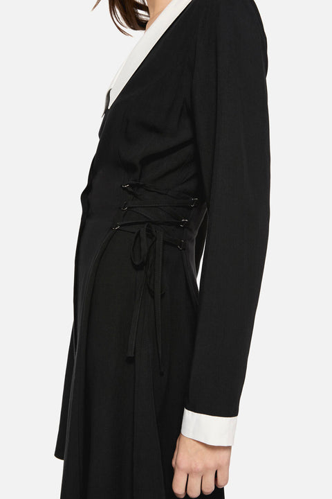 Klar att ruttna långärmad kontrastklänning-1