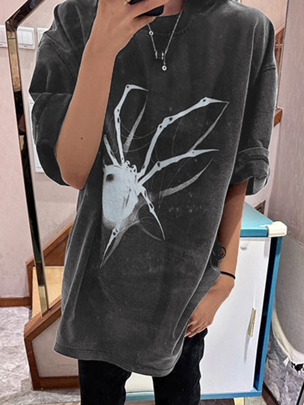 Übergroßes Kurzarm-T-Shirt mit Street Spider-Print-2