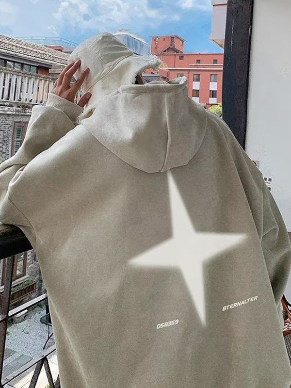 Übergroßer Kapuzenpullover mit Print für Herren-2