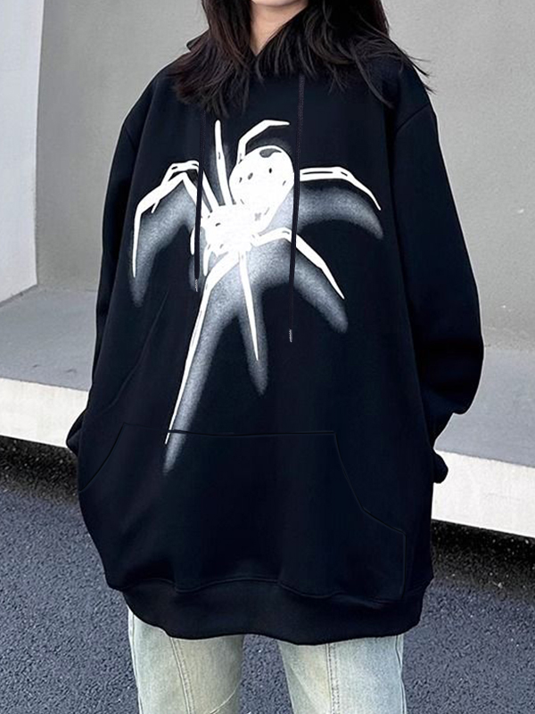 Übergroßer Kapuzenpullover mit Street Spider-Print-1