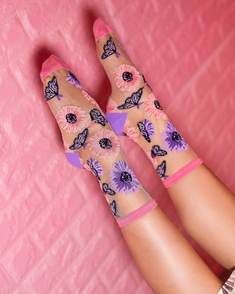 Sunflower Butterfly Sheer Crew-strumpa-3