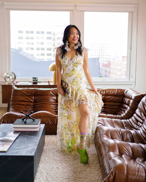 Hjärtblommig transparent strumpa-7