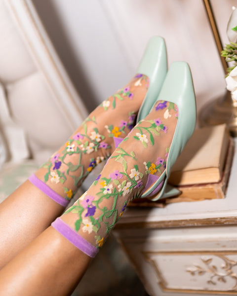 Hjärtblommig transparent strumpa-2