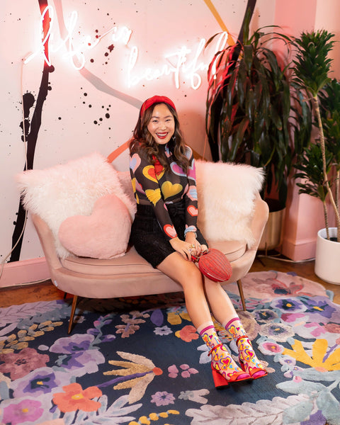 Y2K Hearts Ruffle Sheer Crew-strumpa-3