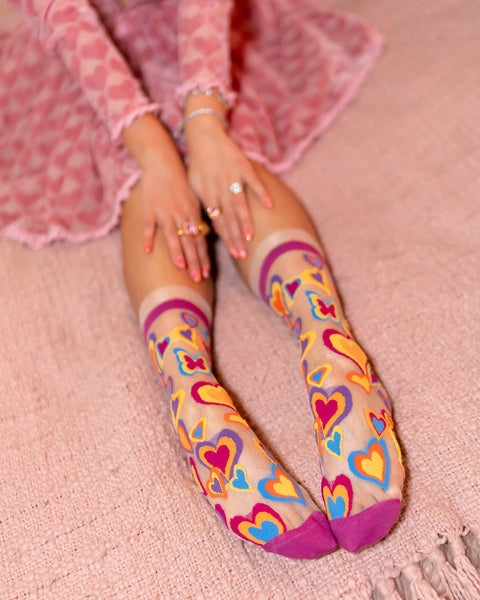 Y2K Hearts Ruffle Sheer Crew-strumpa-5