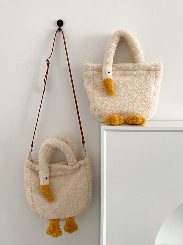 Gans-Muster-Fleece-Crossbody-Handtasche-5