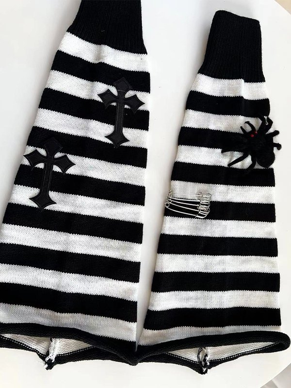 Punk Kreuz gestreifte Beinwärmer-1