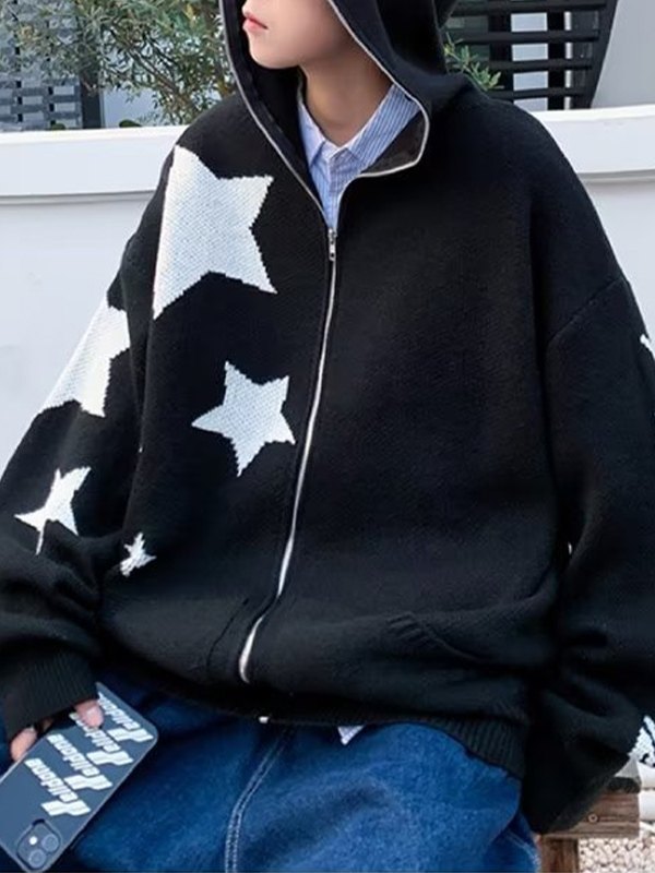 Star Jacquard-Cardigan mit Kapuze für Herren-2