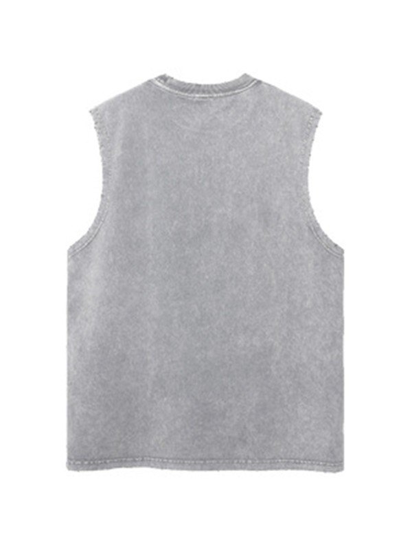 Herren Vintage Wash Distressed Weste-1