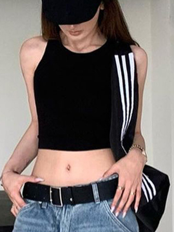 Einfarbiges Tanktop mit Schnürung hinten-3